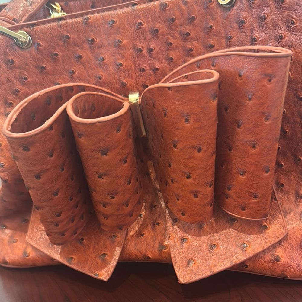 Elegant Orange/Brown Bow Handbag - Picture 2 of 12